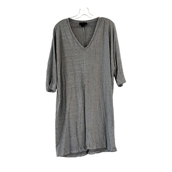 Hatch Malley Maternity Striped Linen Mini Dress One Size Black White - Picture 2 of 8